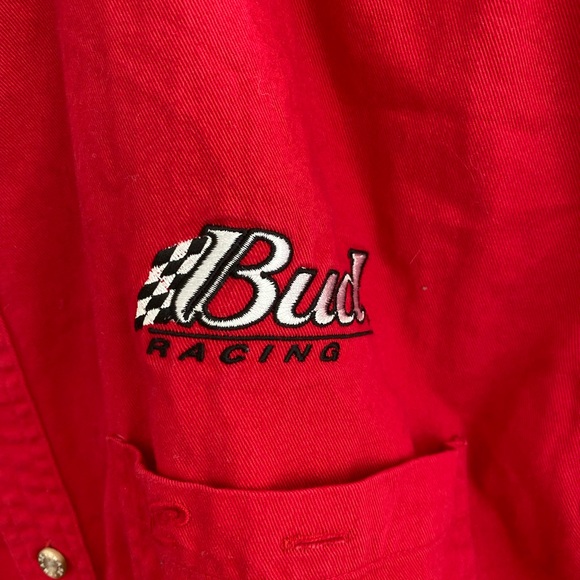 Vintage Bud Racing Button Up Chore Jacket Shirt Size L - Picture 2 of 4